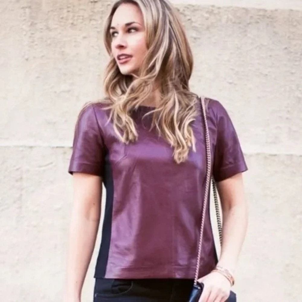 Halogen Leather and Jersey Top Size Medium
